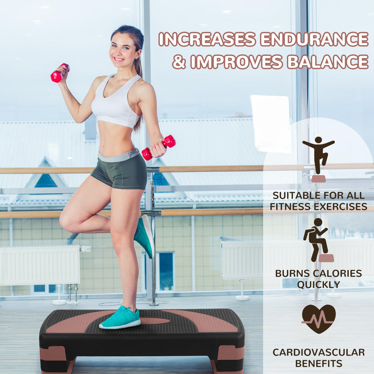 Adjustable Step Aerobic Platform with Risers Y921350