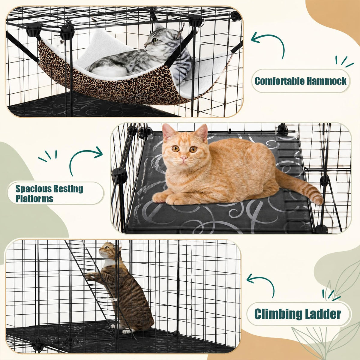 3-Tier Cat Cages Indoor V93706