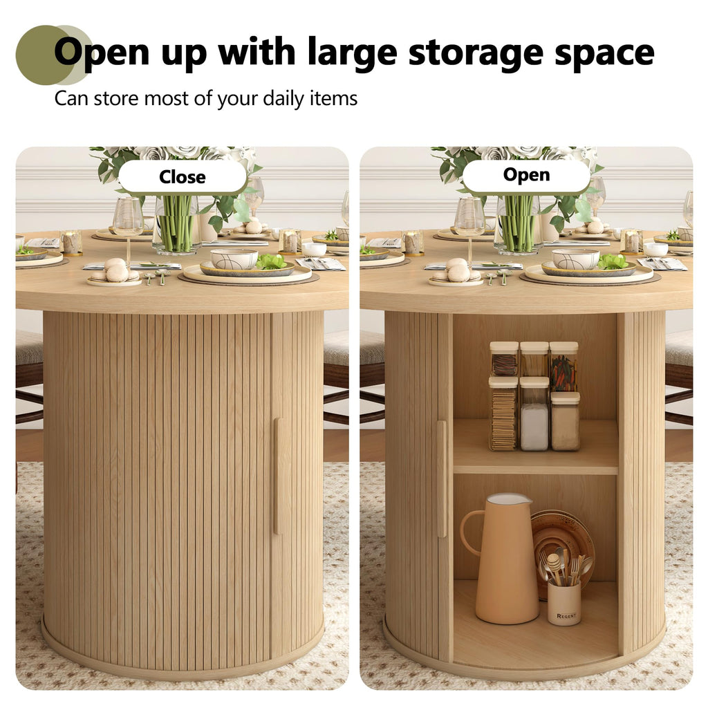 47 inch Round Dining Table for 4 with 2-Layer Storage Shelf P608881