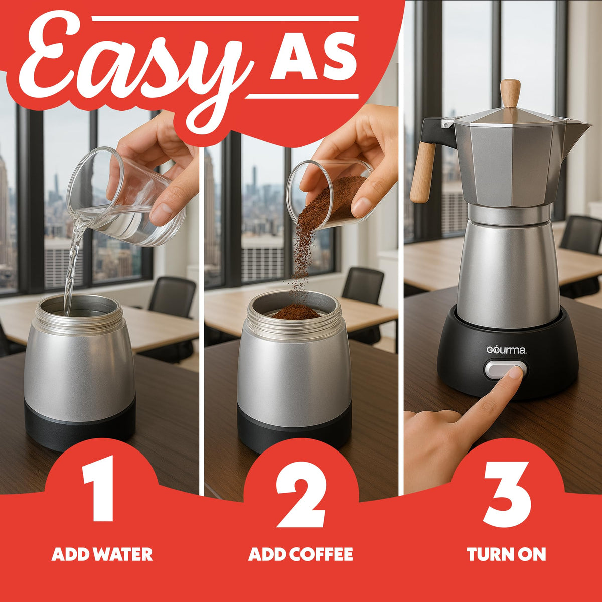 6 Shot Electric Moka Pot Espresso Maker J5977