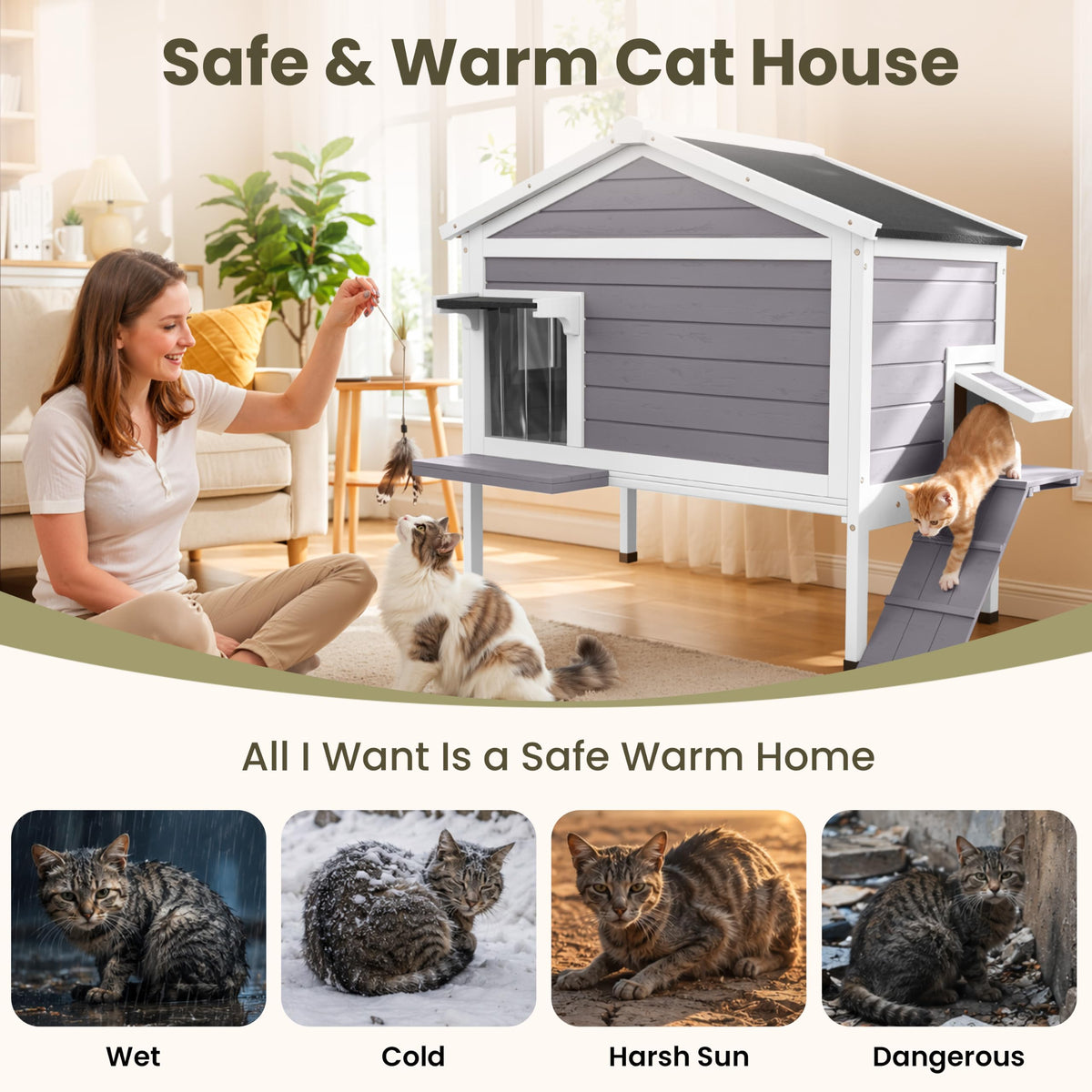 Insulated Outdoor Cat House M549694