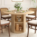 47 inch Round Dining Table for 4 with 2-Layer Storage Shelf P608881
