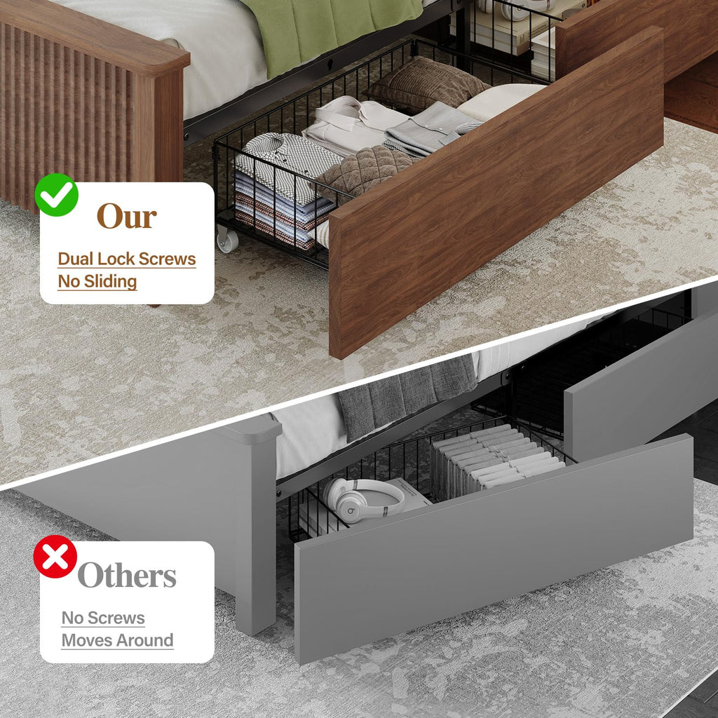 King Size Bed Frame with 4 Storage Drawers V574002