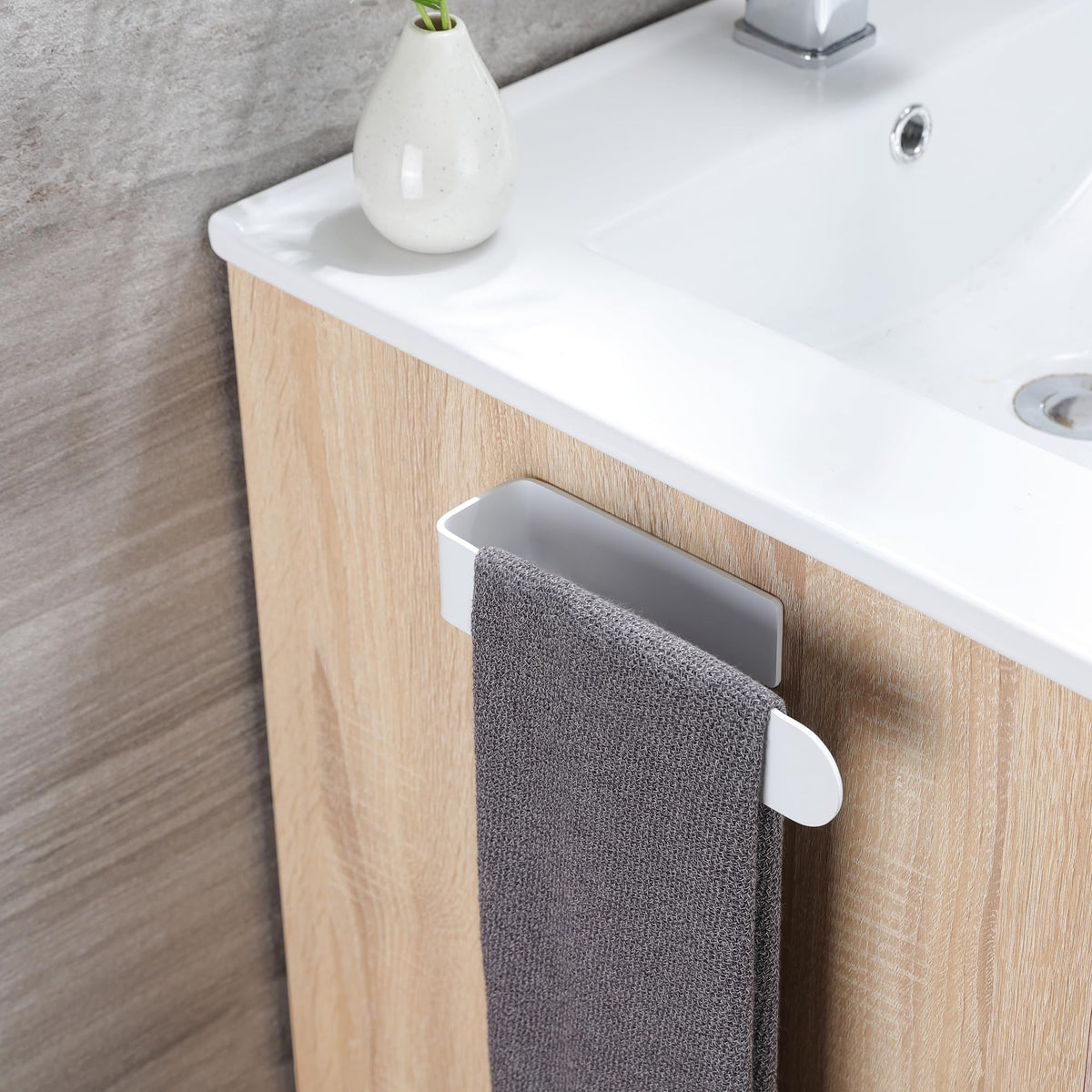 White Adhesive Towel Rack O73087