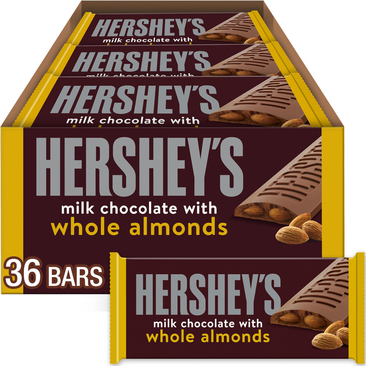 Milk Chocolate with Whole Almonds Candy Bars 1.45 oz 36 Count M70659