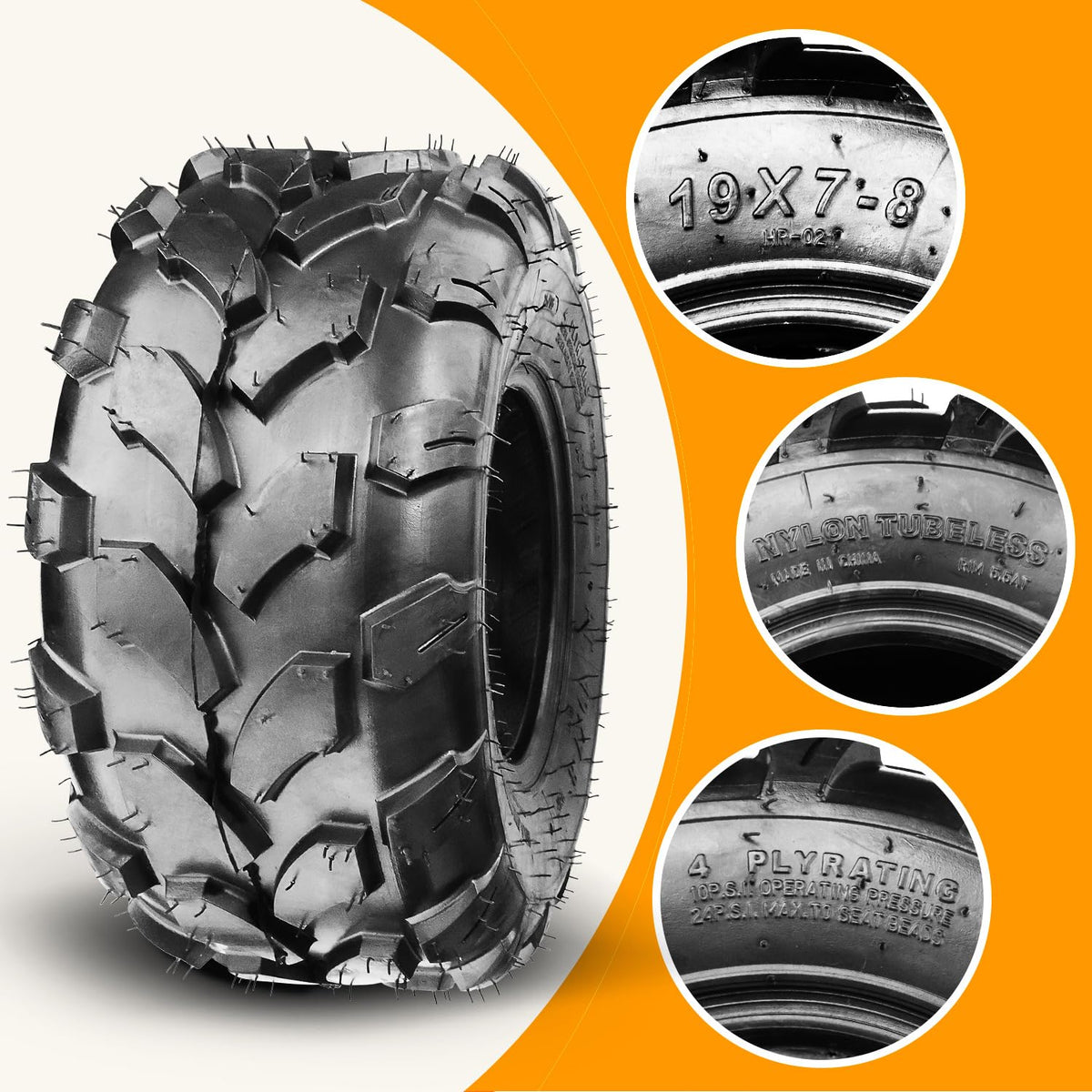 19x7-8 Tubeless Tire 1 Pack B646