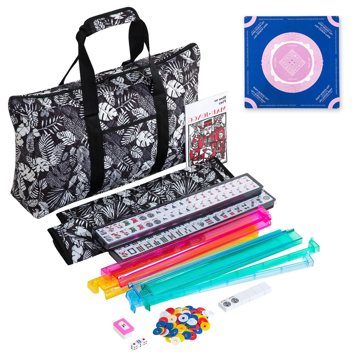 American Mahjong Tile Set with 166 Tiles, 4 Racks & Travel Bag N36811