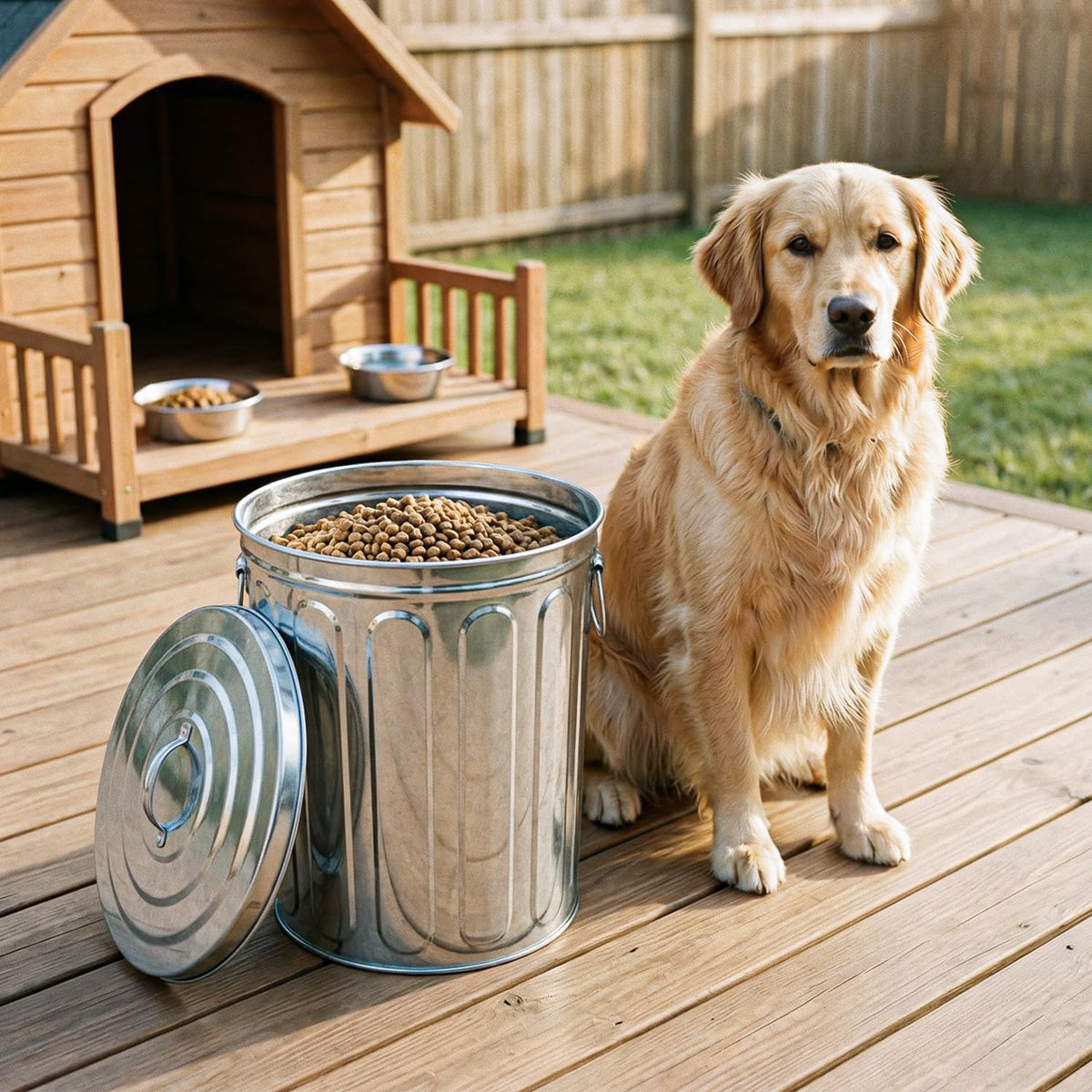 5 Gallon Metal Trash Can with Lid Y36979