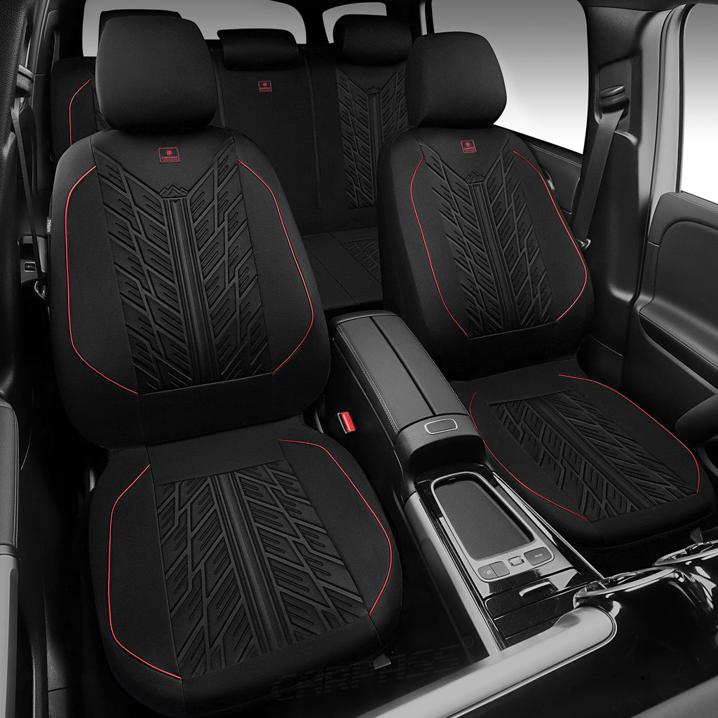 Waterproof Neoprene Car Seat Covers Full Set 5 Seats Black Red T91007