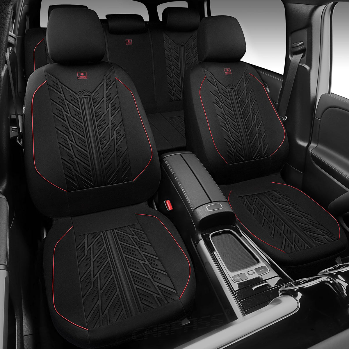 Waterproof Neoprene Car Seat Covers Full Set 5 Seats Black Red T91007