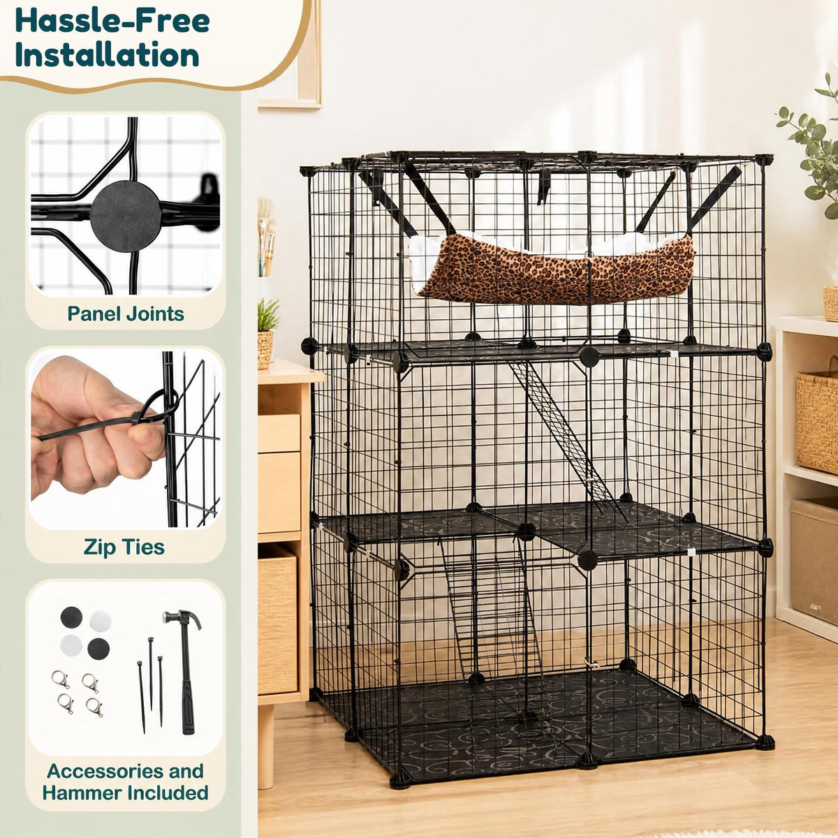 3-Tier Cat Cages Indoor V93706