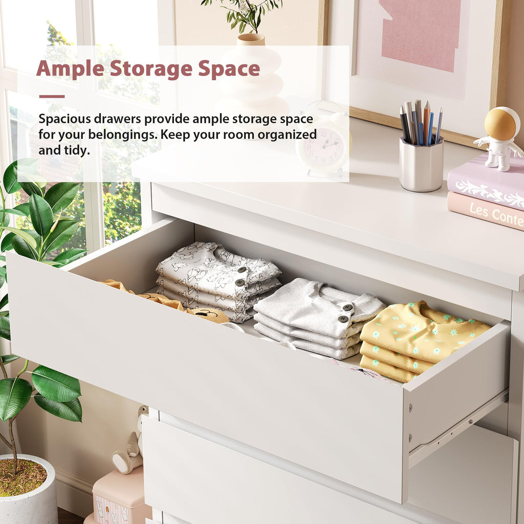 White 5 Drawer Dresser Chest of Drawers K6468
