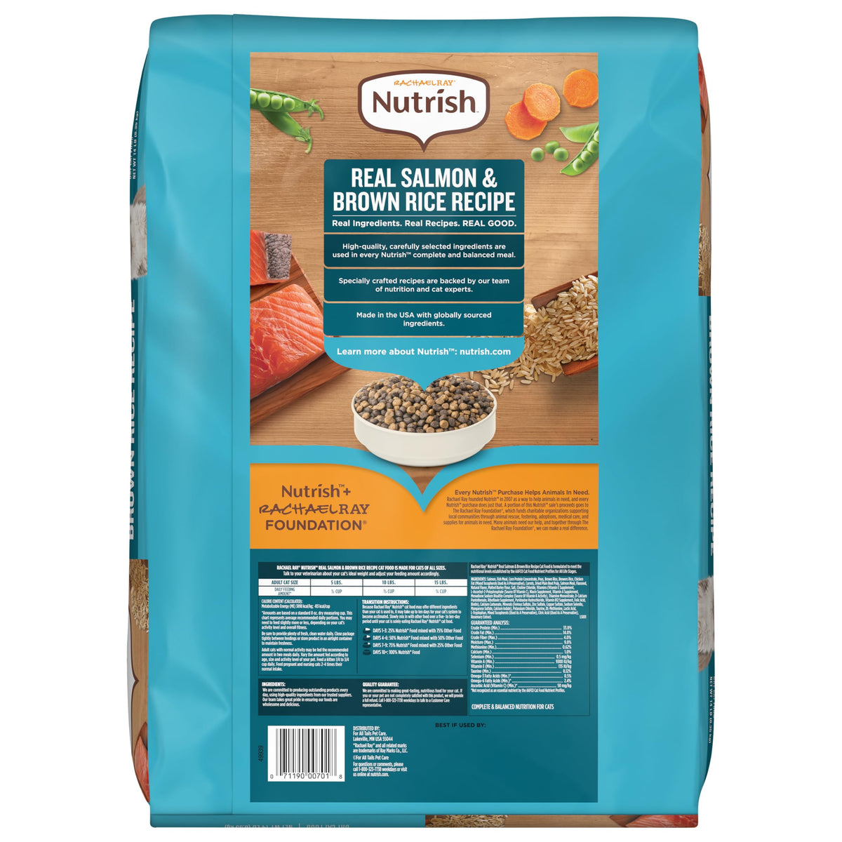 Salmon & Brown Rice Recipe Dry Cat Food 14 lb. Bag G6884