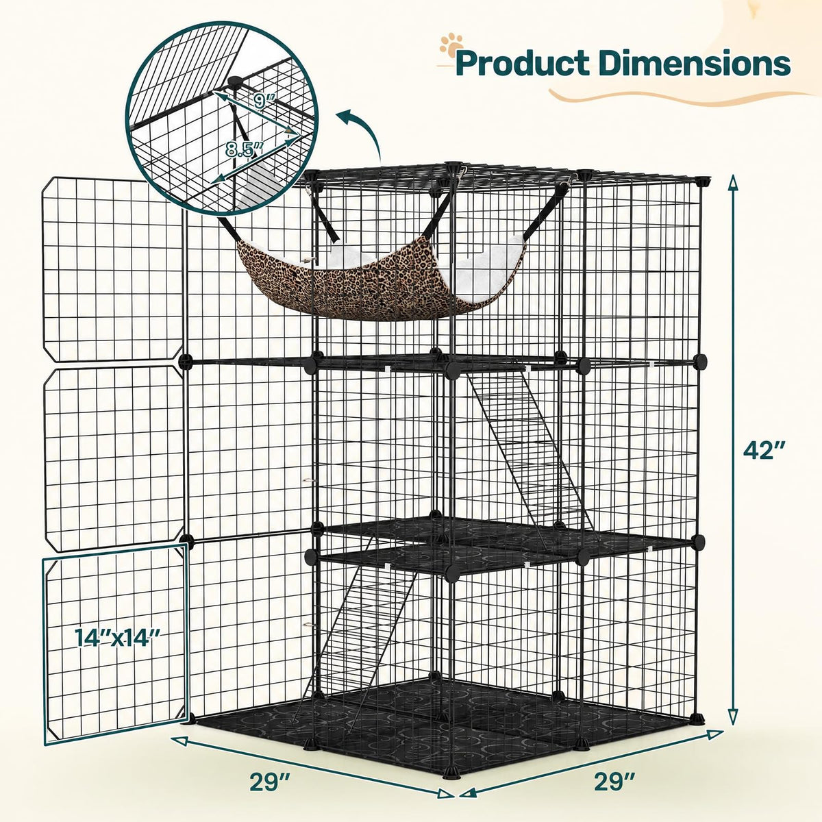 3-Tier Cat Cages Indoor V93706