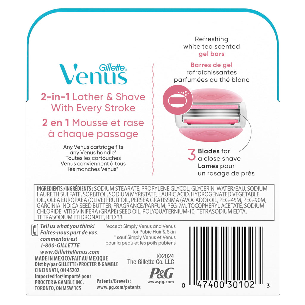 White Tea Razor Refills, 4 Cartridges M59372