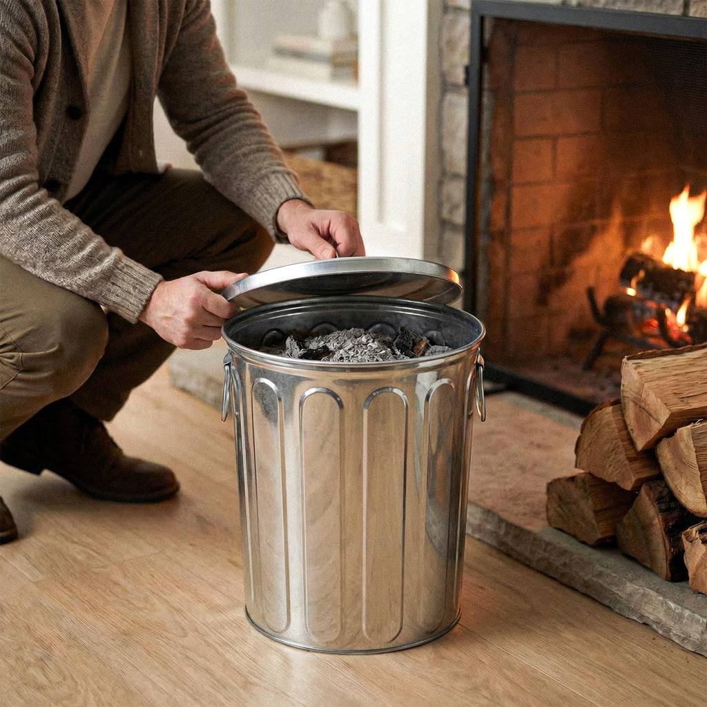 5 Gallon Metal Trash Can with Lid Y36979
