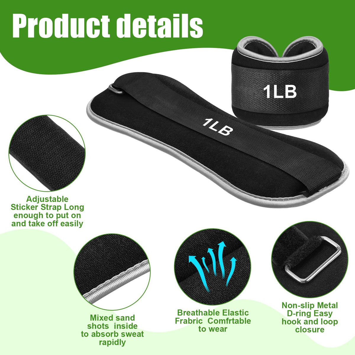 4 Pairs Adjustable Ankle Leg Weights Set L718132