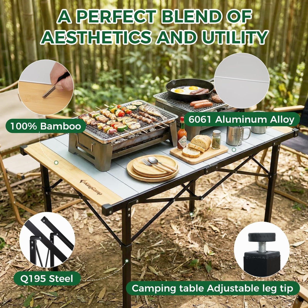 Bamboo Aluminum Camping Table H80365