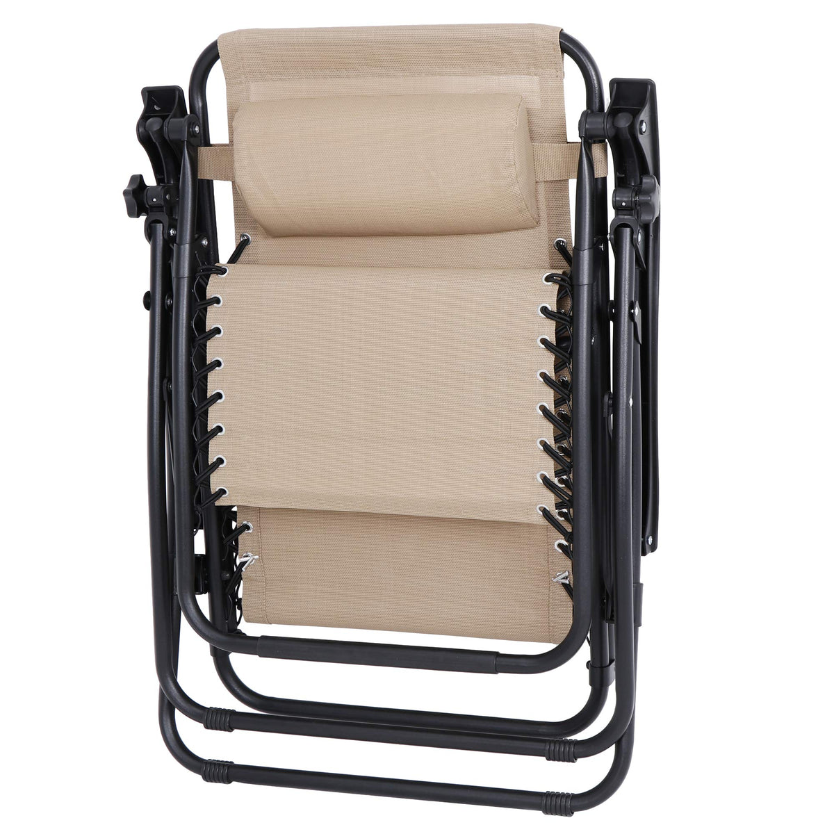 Zero Gravity Lounge Chairs Set of 2 Adjustable Folding Recliners with Cup Holders Q805989
