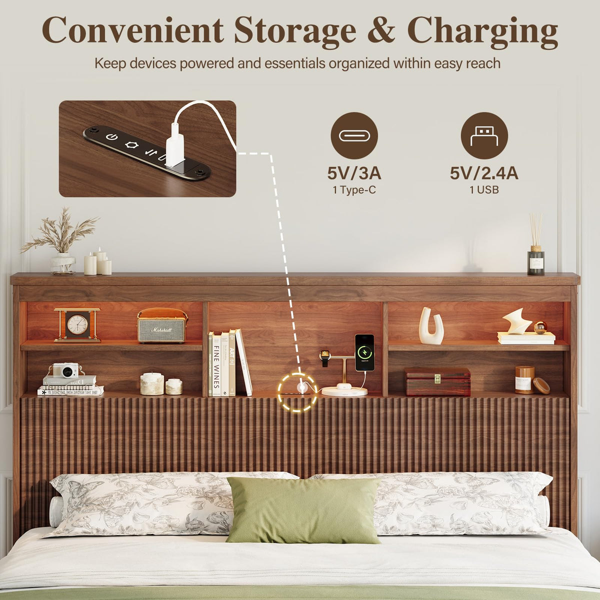 King Size Bed Frame with 4 Storage Drawers V574002