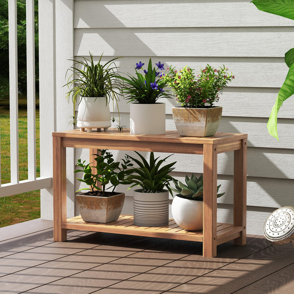 Teak Shower Bench with Shelf J972820