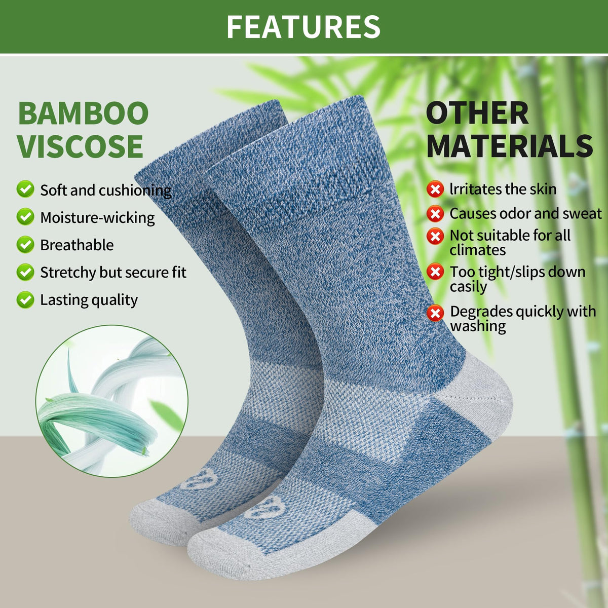 6 Pairs Crew Diabetic Socks D33992