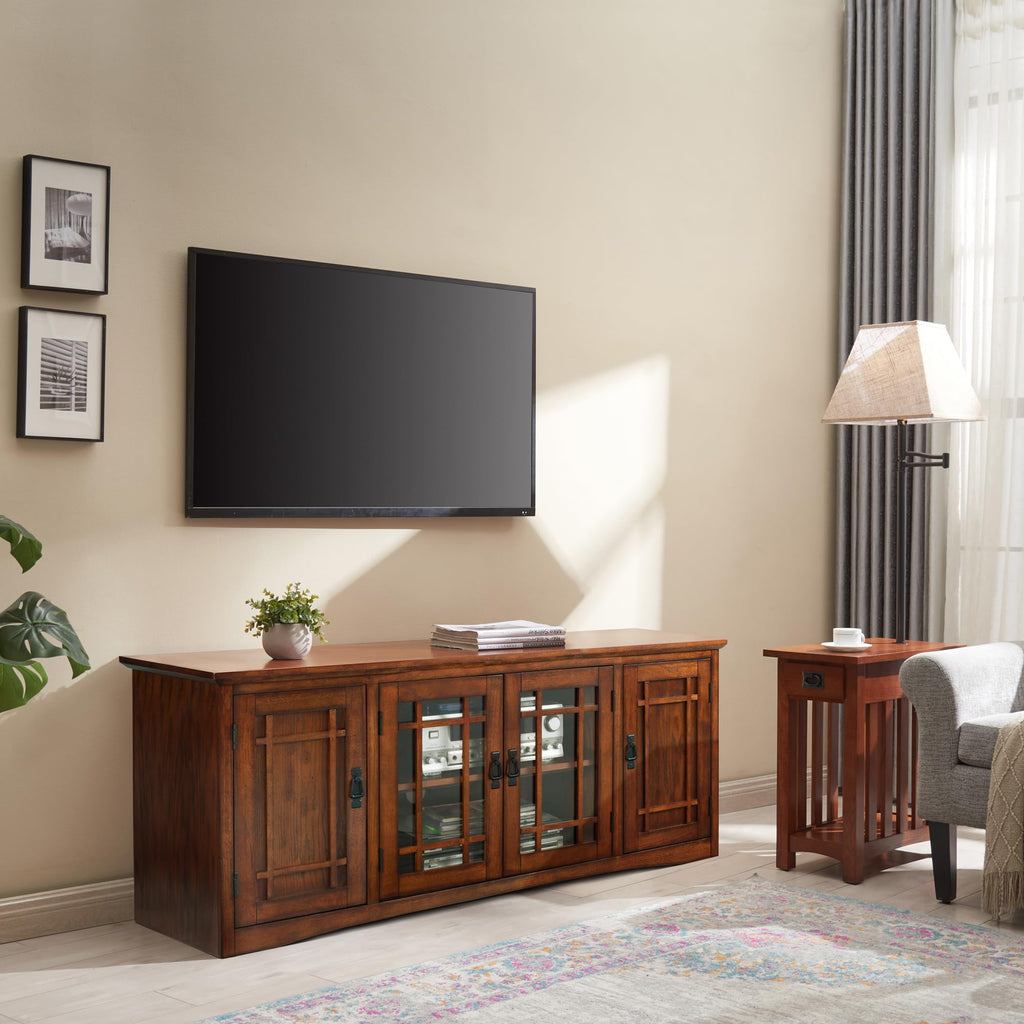 Solid Wood Mission Oak Four Door TV Stand B87041