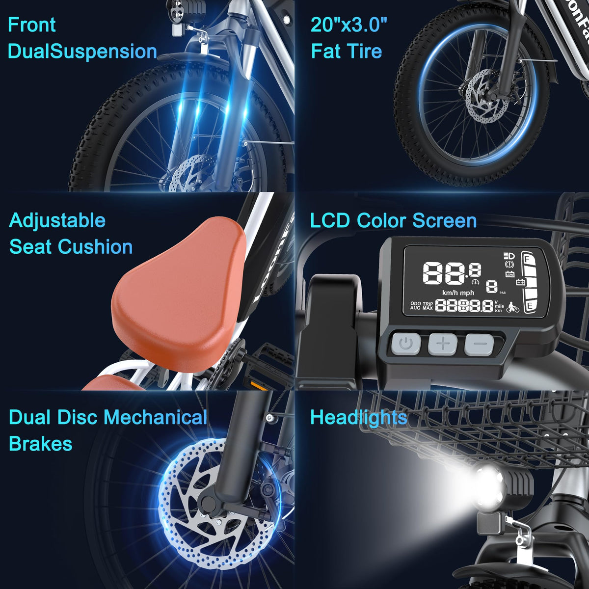 1000W 48V 13Ah Electric Bicycle with Rear Seat and Front Basket T174
