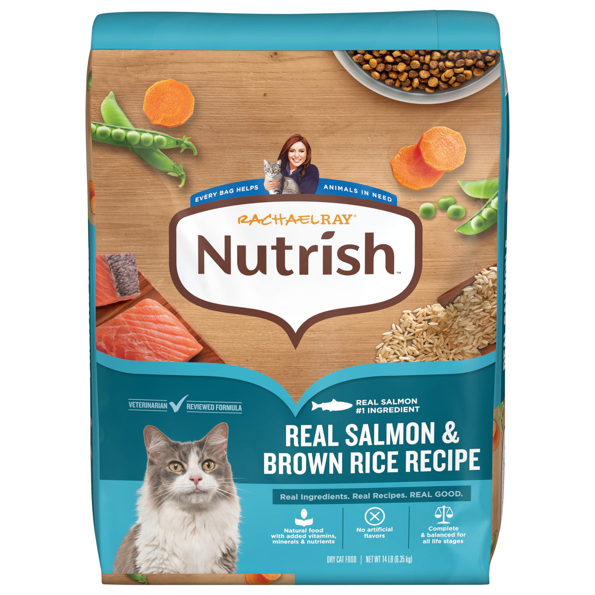 Salmon & Brown Rice Recipe Dry Cat Food 14 lb. Bag G6884