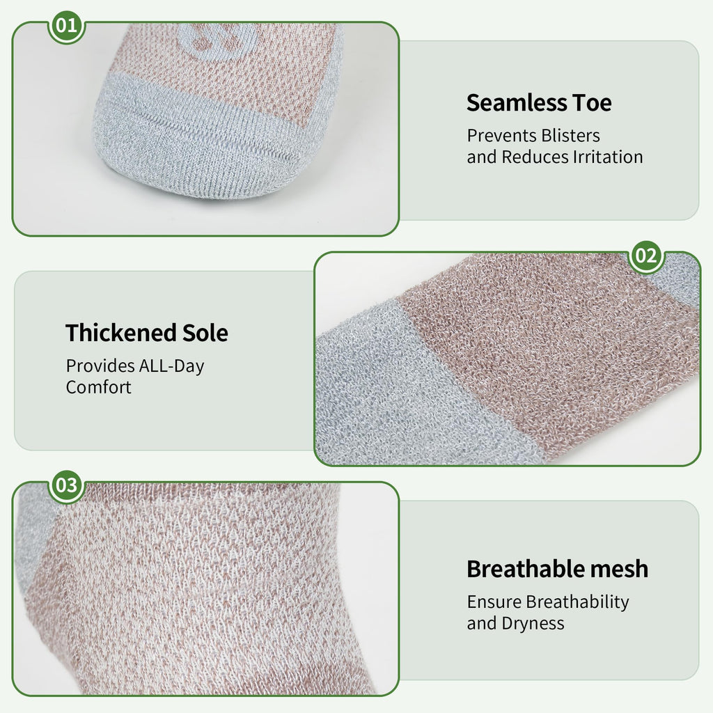 6 Pairs Crew Diabetic Socks D33992