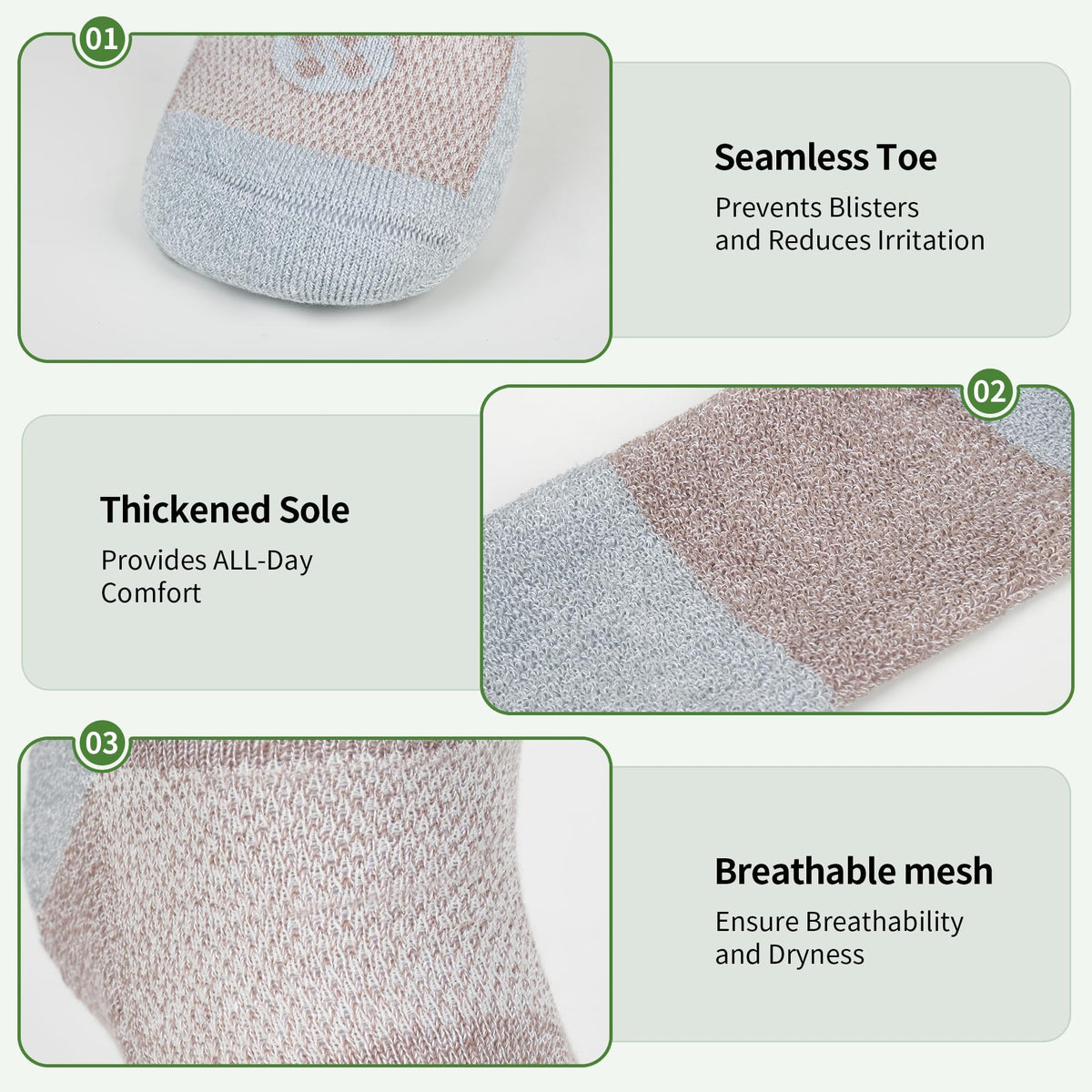 6 Pairs Crew Diabetic Socks D33992