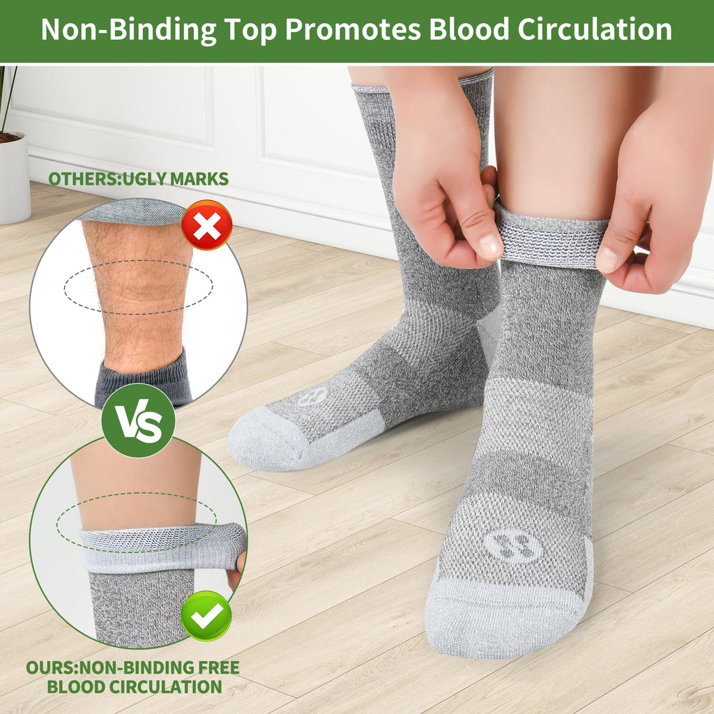 6 Pairs Crew Diabetic Socks D33992