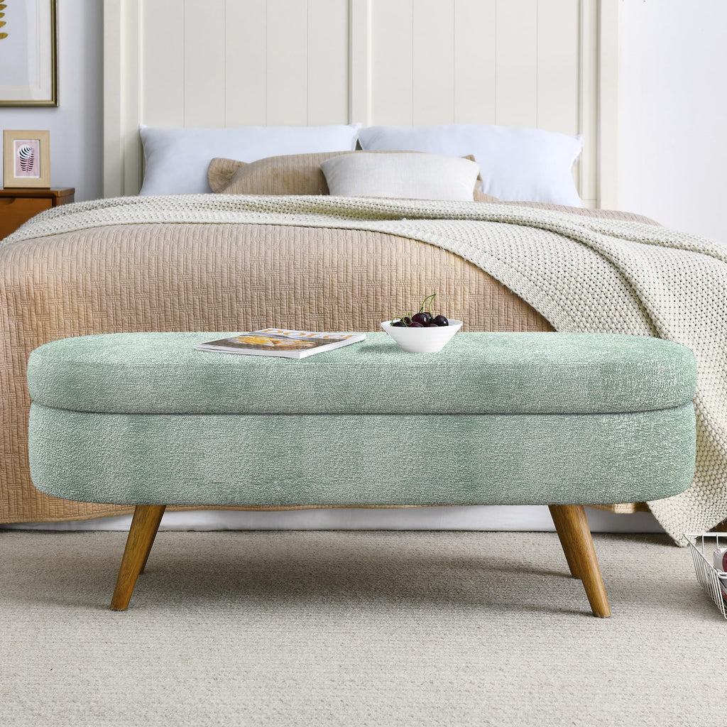 Oval Storage Bench with Rubber Wood Legs X165