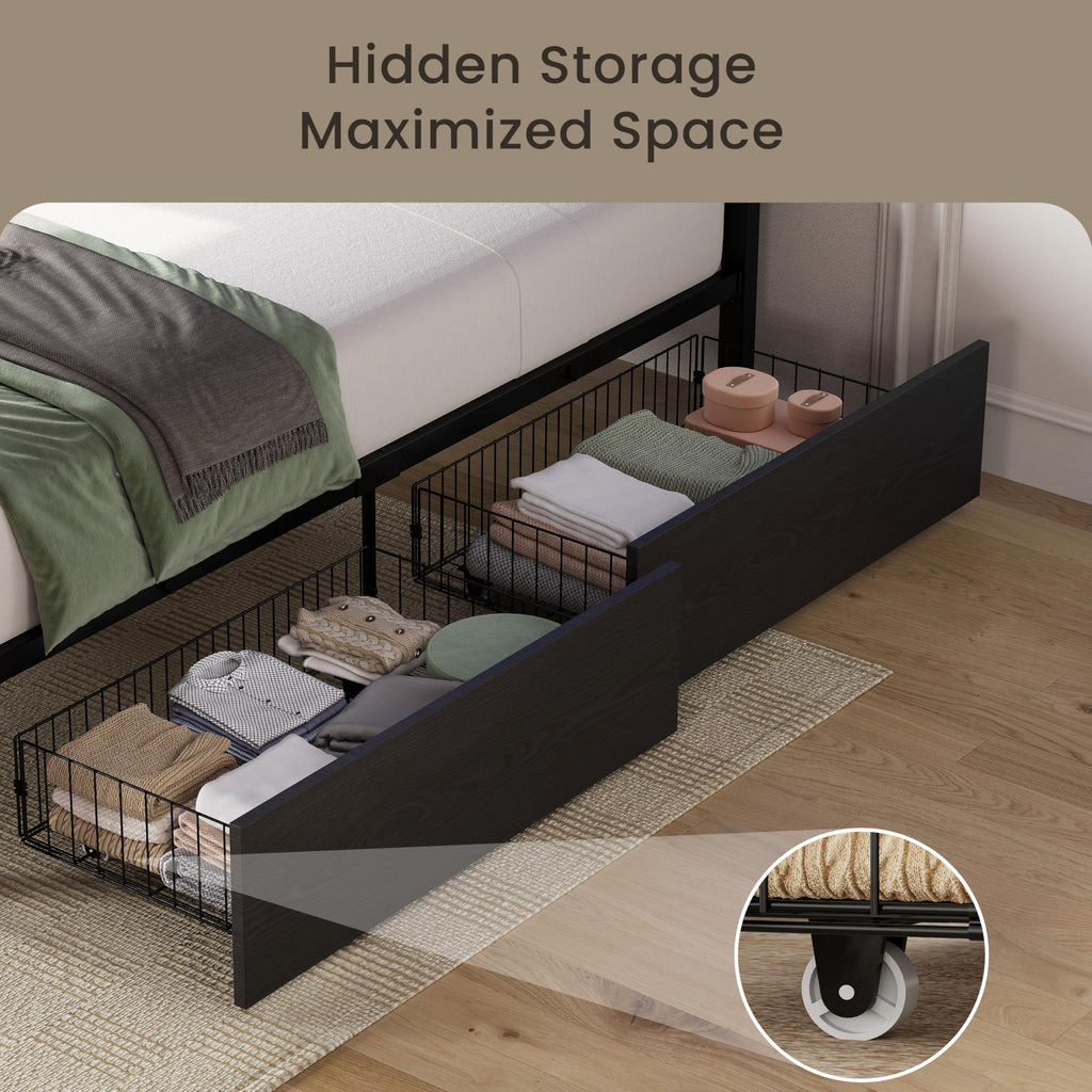 Twin XL Bed Frame with 2 Storage Drawers H381