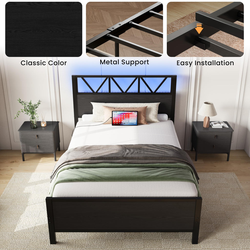Twin XL Bed Frame with 2 Storage Drawers H381