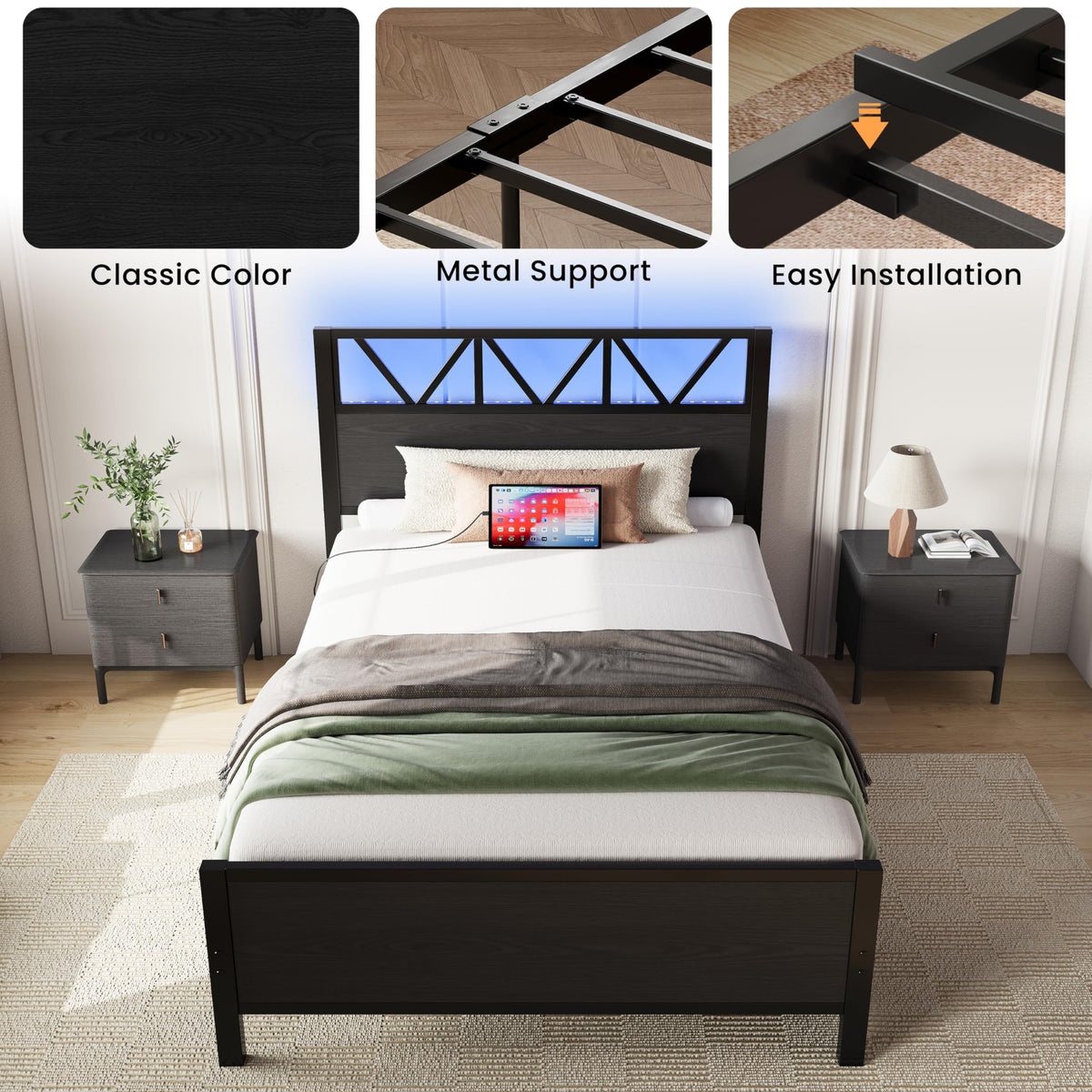 Twin XL Bed Frame with 2 Storage Drawers H381