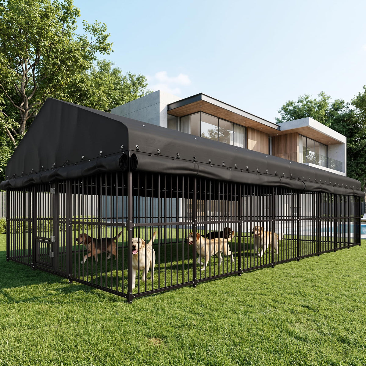10x20 FT Heavy Duty Outdoor Dog Kennel with Roof E60457