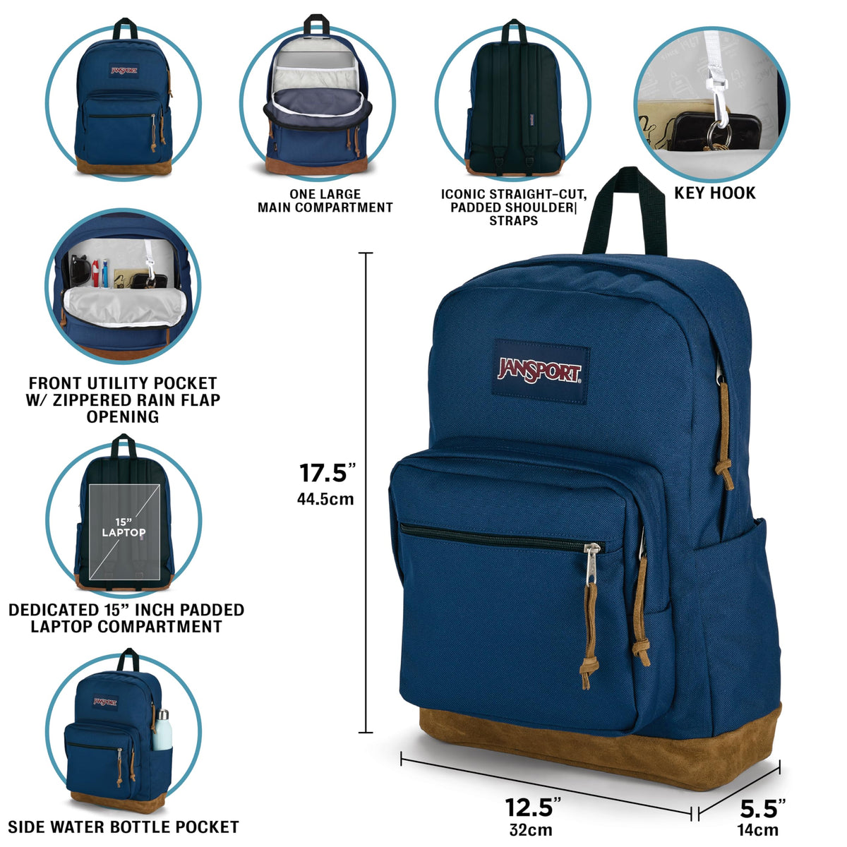 Black Backpack with Padded 15" Laptop Sleeve E91188