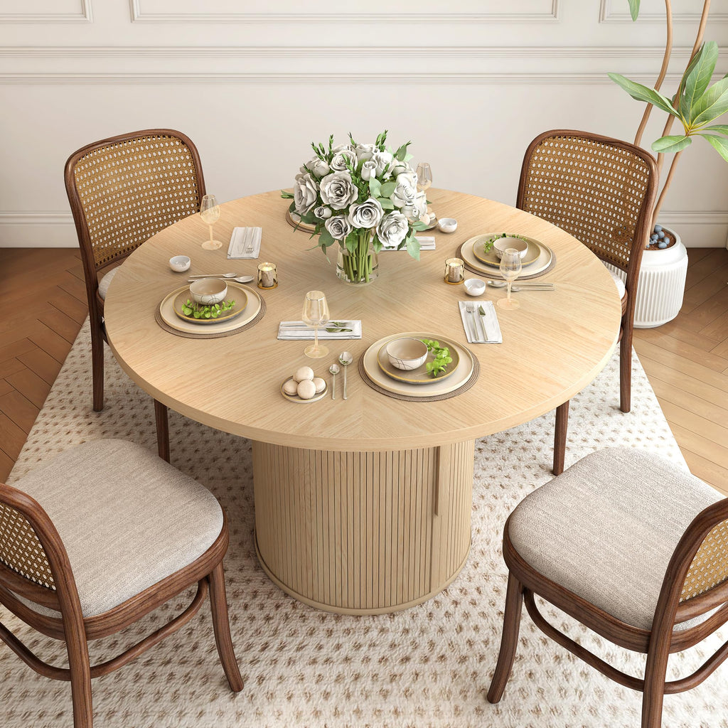 47 inch Round Dining Table for 4 with 2-Layer Storage Shelf P608881