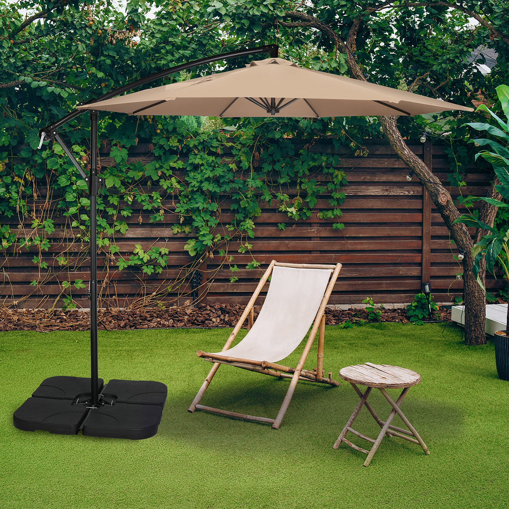 9.8ft Blue Offset Cantilever Patio Umbrella with Crank & Cross Base H913